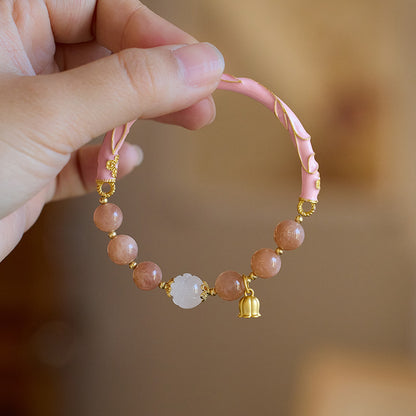 Xiangji Armband aus natürlichem Sonnenstein im gleichen Stil, Halbwertszeit, für Damen, Maiglöckchen-Blumen-Wunsch-Halbarmband, Geschenk für die beste Freundin