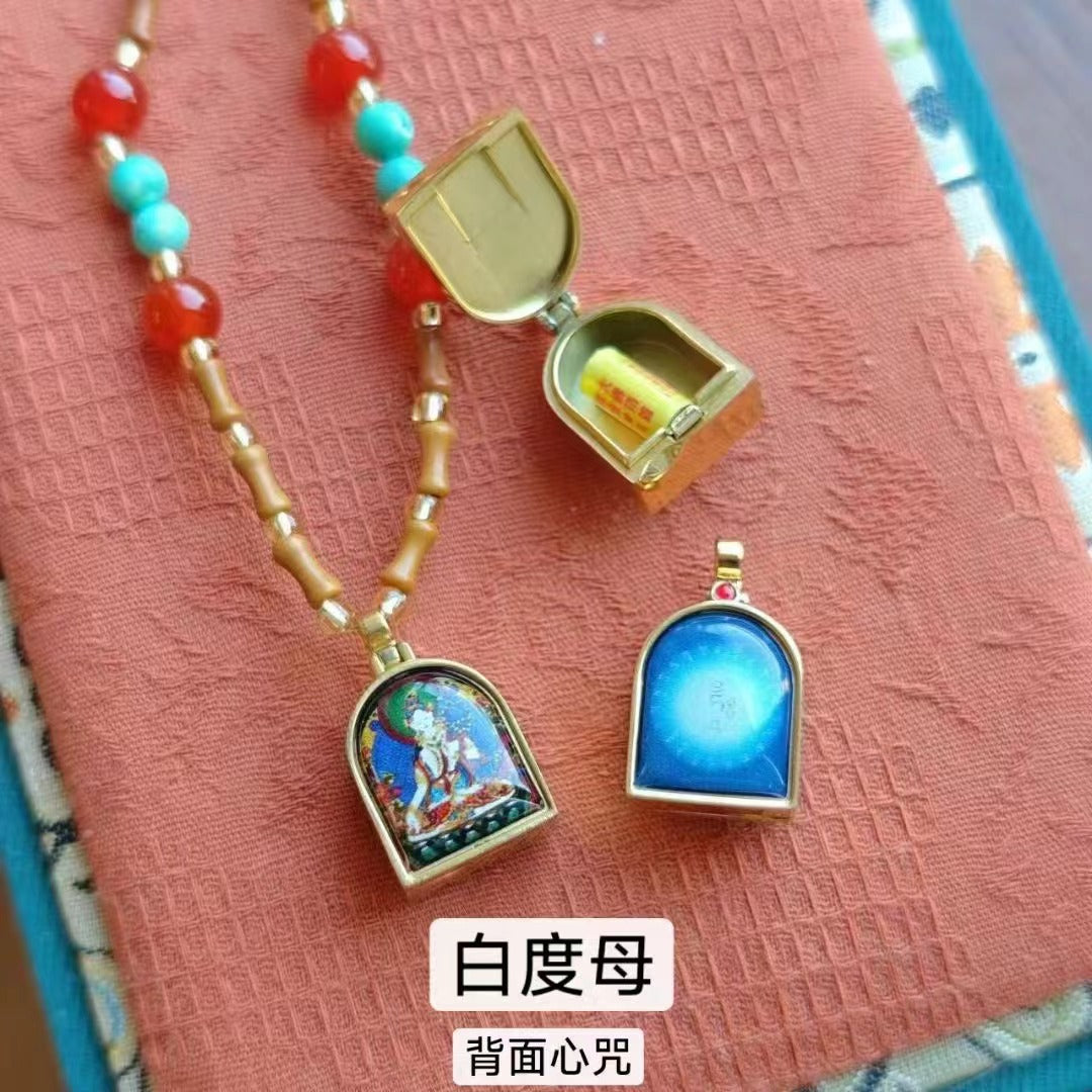 Tibetan Style Zakiram Zodiac Birth Year Buddha Necklace Thangka Gawu Box New Chinese Style Olive Stone Bamboo Knot Pendant