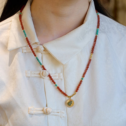 New Chinese Style Natural Sichuan Material4MM Liangshan South Red Agate Bracelet for Women, Small Rice Beads, Cherry Persimmon Red, South Red Agate Collection