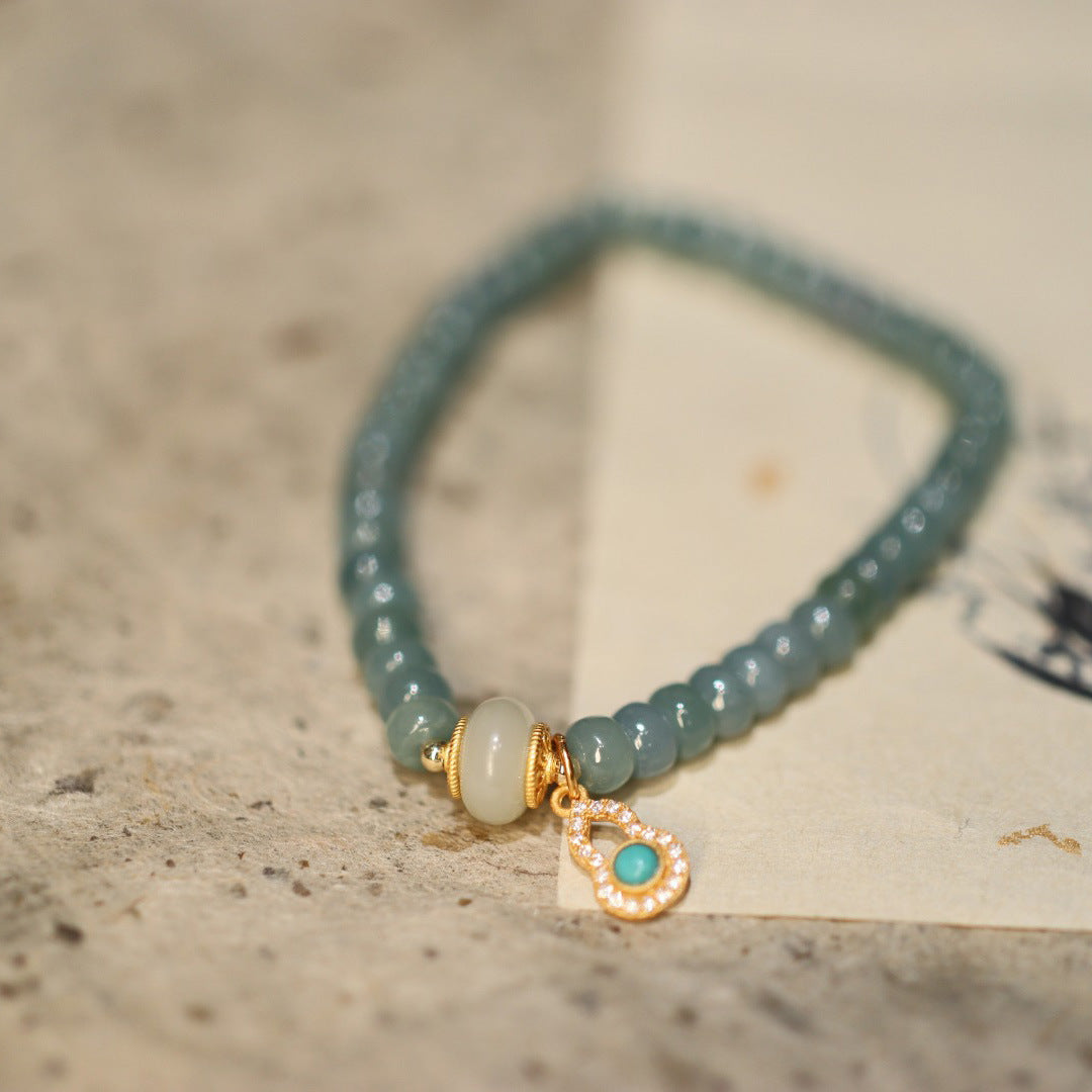 Blue Water Jade Abacus Beads Single Ring Bracelet Hetian Jade Flexible Ring South Red Accessories Hand Jewelry Lucky Lucky Bracelet