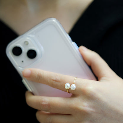 French Elegant Natural Freshwater Pearl Ring for Women Three-Color Pearl Adjustable Index Finger Ring Light Luxury Gentle Style