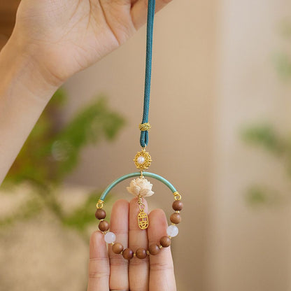 Temple Style Sandalwood Car Hanging Chinese Style Car Pendant Rearview Mirror Decoration for Men and Women Peaceful Car Hanging Decoration