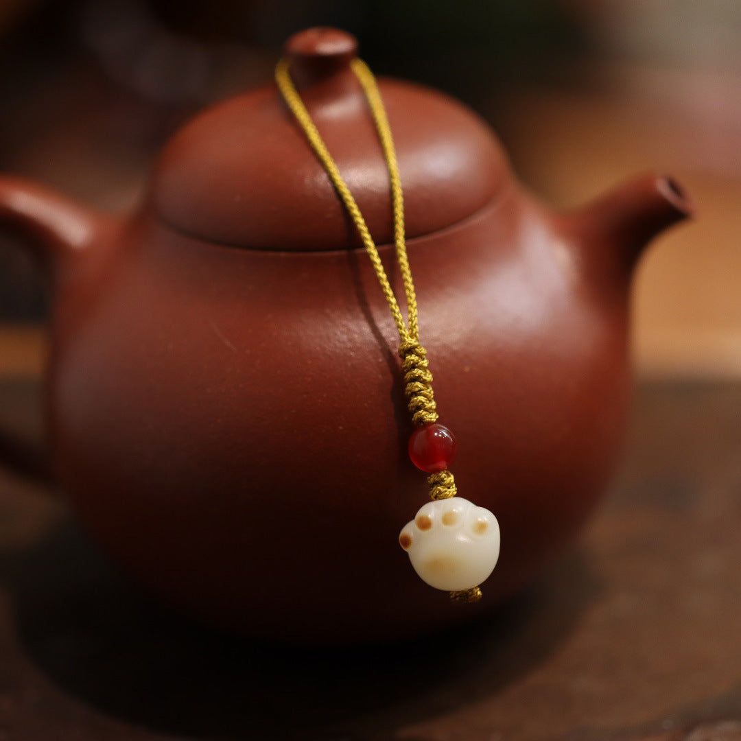 Natural Chalcedony Agate Hand Twisting Beads Phone Pendant Collection Soft Finger String Phone Chain Ancient Style Bag Strap