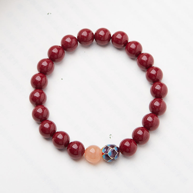 Xiangxi Original Mine High Content Purple Gold Sand Cinnabar Bracelet Enamel Lotus Birth Year Chen Sha Cinnabar Original Stone Bracelet