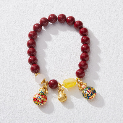 Natural Raw Mineral Purple Gold Sand Cinnabar Bracelet for Women, Gold-Swallowing Beast, Ten Perfect Bracelet, Zodiac Birth Year Gift