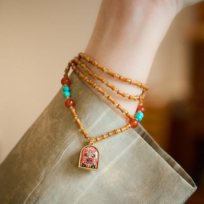 Tibetan Style Zakiram Zodiac Birth Year Buddha Necklace Thangka Gawu Box New Chinese Style Olive Stone Bamboo Knot Pendant
