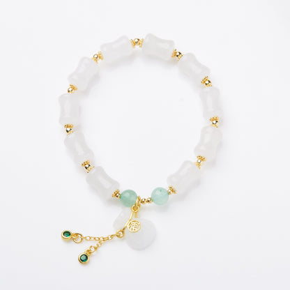 Natural Tianshan Jade Bamboo Knot Bracelet for Women Wallet Drum Money Bag Golden Silk Jade High-end Feel Bestie Bracelet Gift
