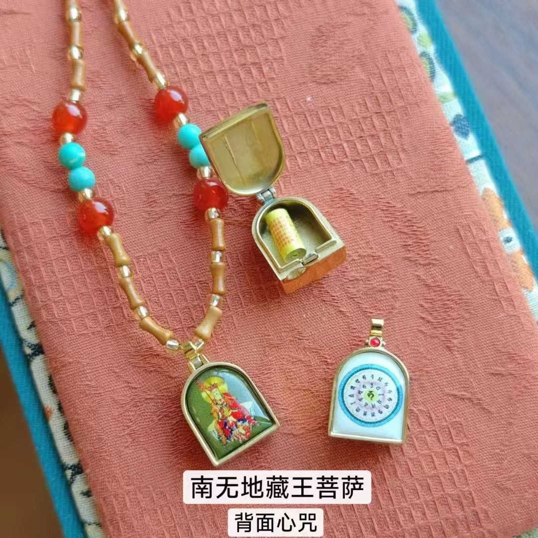 Tibetan Style Zakiram Zodiac Birth Year Buddha Necklace Thangka Gawu Box New Chinese Style Olive Stone Bamboo Knot Pendant