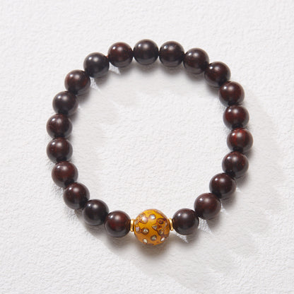Natural Small Leaf Red Sandalwood Bracelet Authentic Old Material Sandalwood Buddha Beads Unisex Five-Way Five-Element Beads Wenwan Play Bracelet