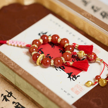 New Chinese Style Cultural and Creative Nezha Ao Bing Red Agate Phone Chain Red and Blue CP Large Paint Design Bag Hanging Pendant