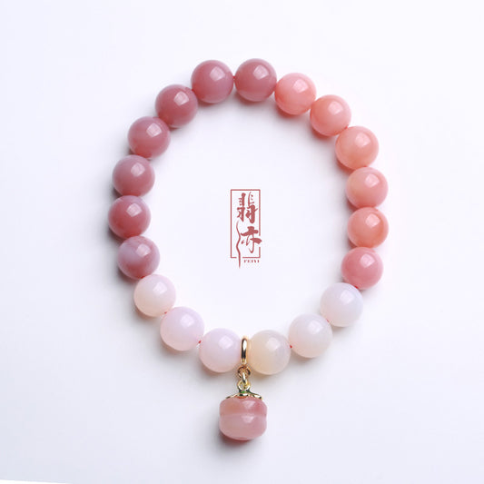 Natural10MM Yanyuan Agate Bracelet for Women, Persimmon Pendant, Gradient Beaded Bracelet, Best Friend Gift