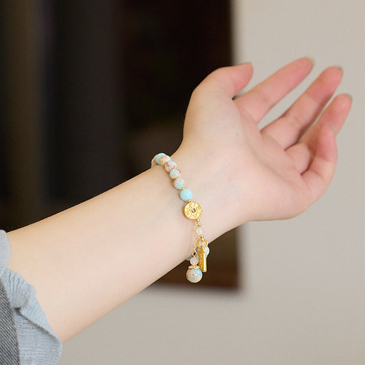 Temple6MM Shoushan Stone Bracelet Eight Directions Wealth New Chinese Zen Bracelet Stall Cultural Play Bracelet