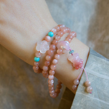 Natural Sunstone Bracelet for Women Agate Bear Pendant High-end Bracelet Orange Moonlight Crystal