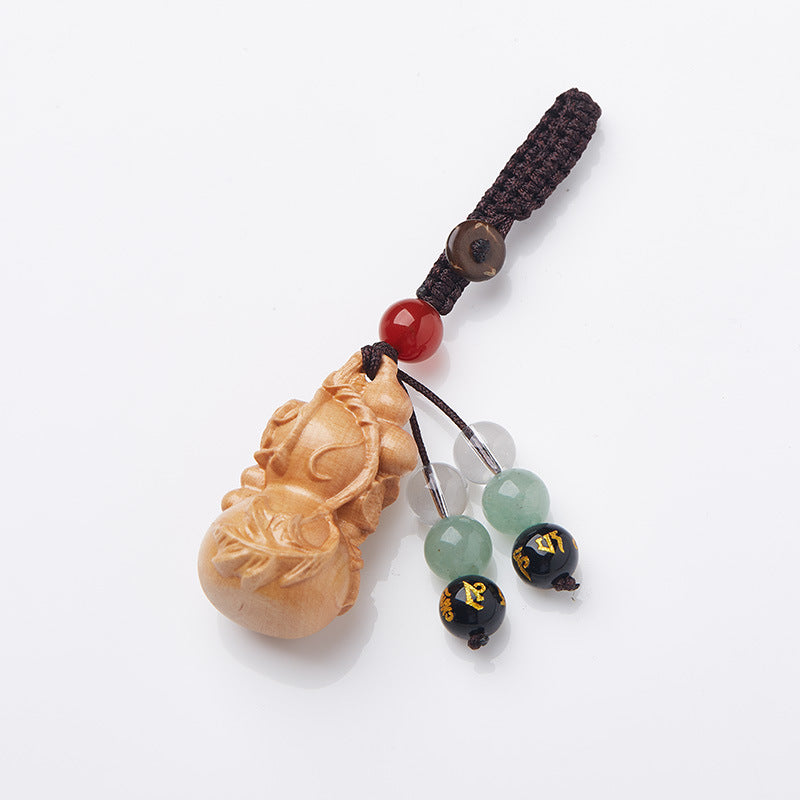 Natural Boxwood Carving Shakyamuni Guanyin Maitreya Buddha Lotus Heart Car Keychain Pendant Bag Small Accessories