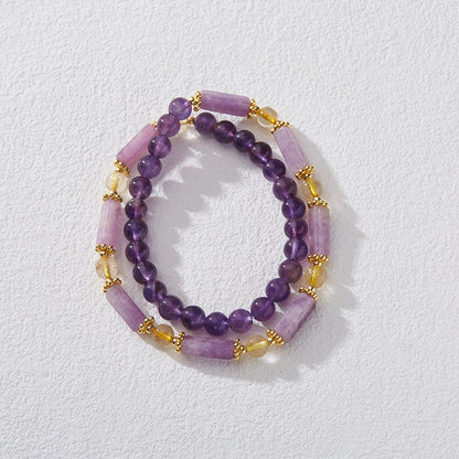 Natural Amethyst Bracelet for Women Violet Purple Jade Double Layer Bracelet Purple Crystal Gemstone High-end Bracelet