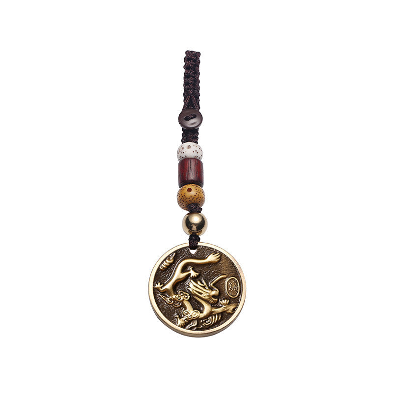 Brass Zodiac Keychain Zodiac Year Copper Pendant Car Hanging Ornament Gift