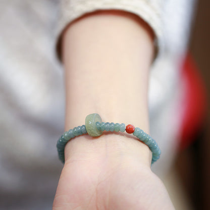 Blue Water Jade Abacus Beads Single Ring Bracelet Hetian Jade Flexible Ring South Red Accessories Hand Jewelry Lucky Lucky Bracelet