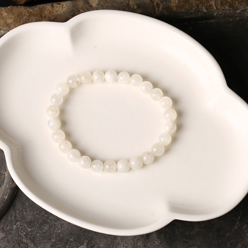 Brazilian Natural White Moonstone Bracelet Original DIY Single Circle Bracelet for Women Moonstone Jewelry Accessories