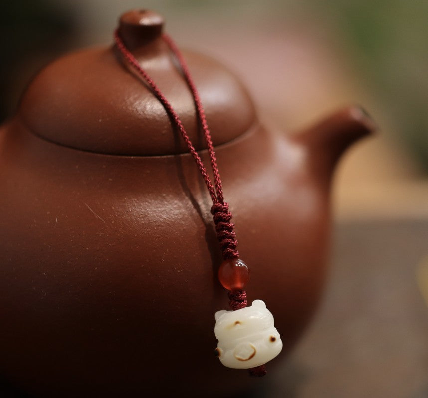 Natural Chalcedony Agate Hand Twisting Beads Phone Pendant Collection Soft Finger String Phone Chain Ancient Style Bag Strap