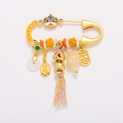 SOURCE Factory Monster Nian Roll Snake Brooch DIY Enamel High-end Sense Pin Temple Taoist Gift for Commitment Ceremony