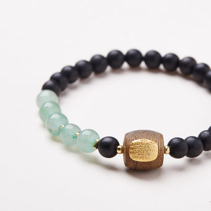 Half Mountain Half Water Soil Agarwood Green Aventurine Five-Striped Sutra Bracelet Niche High-End Hand String Gift Live Source