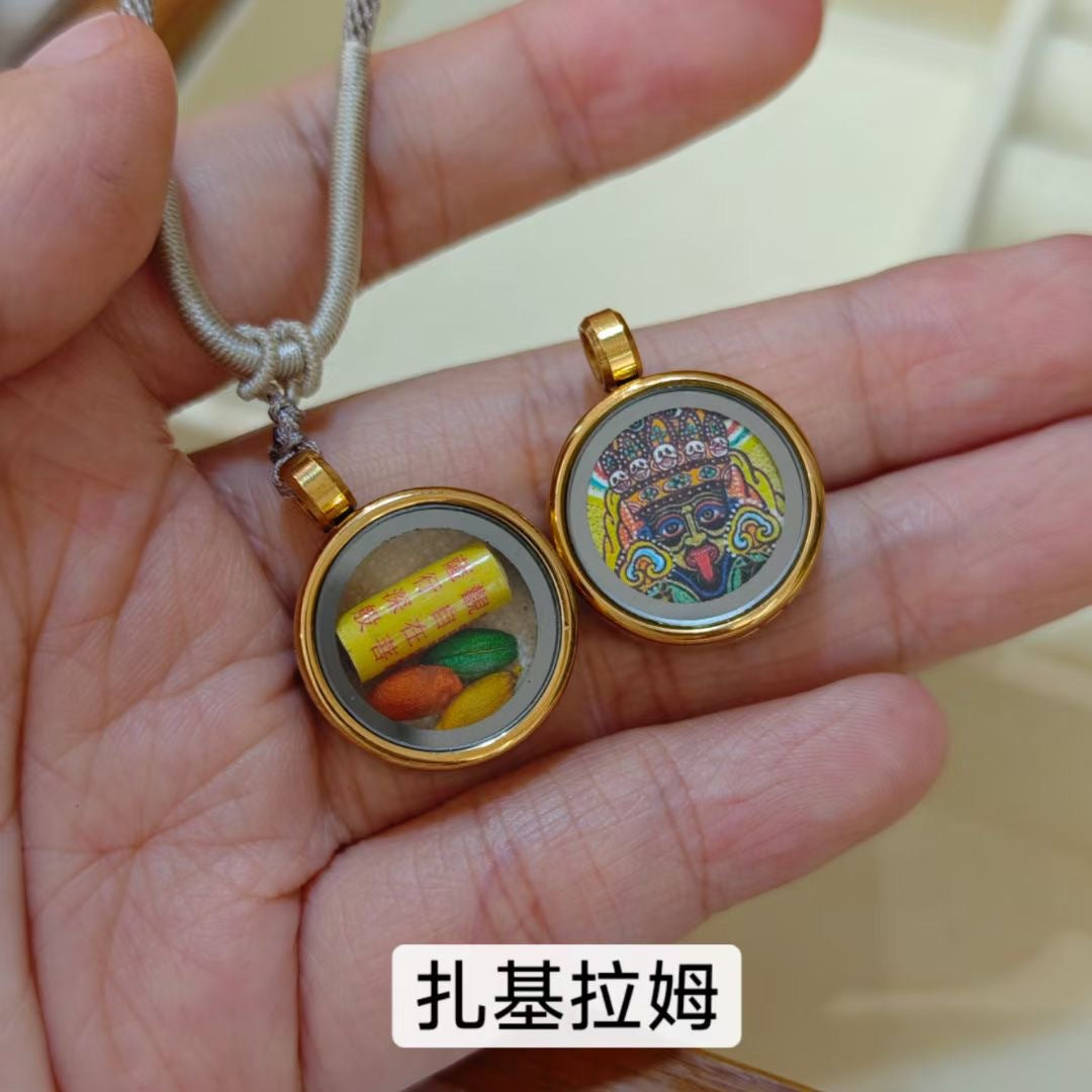 Tibetan Style Zakiram Zodiac Birth Year Buddha Hand-Painted Thangka Gawu Box Pendant Necklace for Men and Women Past Life and Current Life