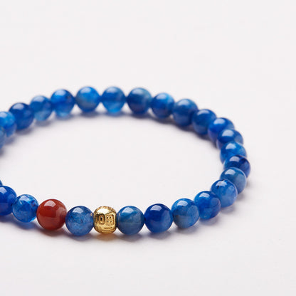Natural6MM Blue Crystal Stone Bracelet for Women S925Pfaff Mountain Viewing Moon Appreciation Bracelet Oil Painting Blue Gemstone Bracelet