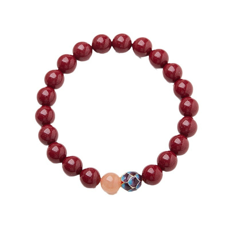Xiangxi Original Mine High Content Purple Gold Sand Cinnabar Bracelet Enamel Lotus Birth Year Chen Sha Cinnabar Original Stone Bracelet