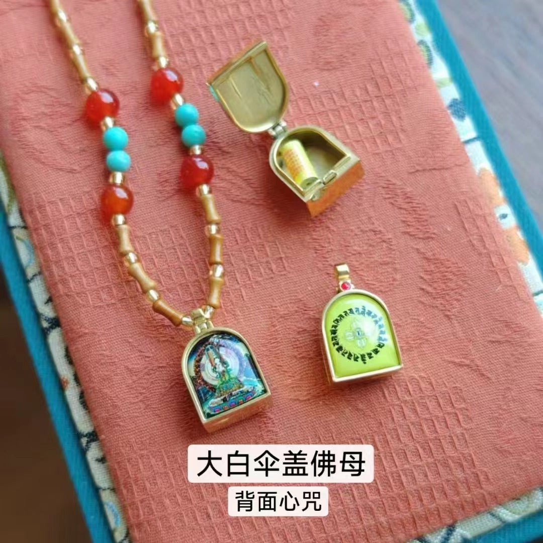 Tibetan Style Zakiram Zodiac Birth Year Buddha Necklace Thangka Gawu Box New Chinese Style Olive Stone Bamboo Knot Pendant