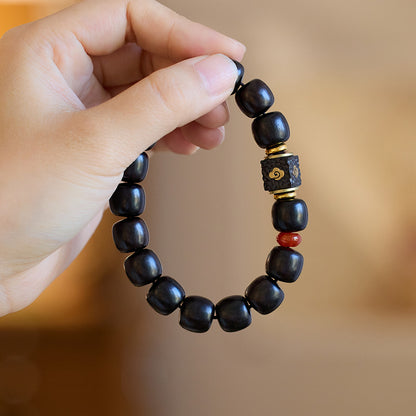 Nanjing Jiming rosewood ebony bracelet auspicious clouds like rain temple with the same Buddha beads rosary bracelet men