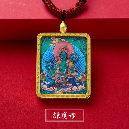 Tibetan Style Zakiram Zodiac Birth Year Buddha Hand-Painted Thangka Gawu Box Pendant Necklace for Men and Women Past Life and Current Life