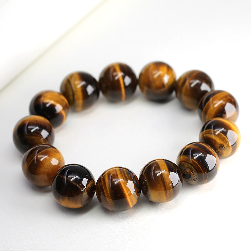 Jiaer Same Style Natural2A Premium Tiger Eye Stone Bracelet Wood Transformation Stone Tiger Clear Stone Bracelet High-end Couple Bracelet