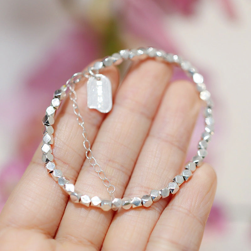Yiyi｜Small pieces of silver S925Sterling Silver Bracelet for Women Original Niche Design Natural Crystal Beaded Bracelet Vintage Style Gift