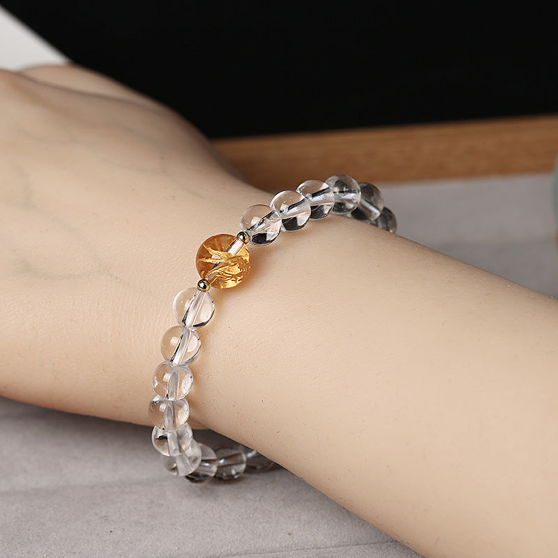 Original Design Niche Obsidian White Crystal Bracelet Gold-Plated Dragon Ball Good Luck Bracelet for Men and Women Couples Gift