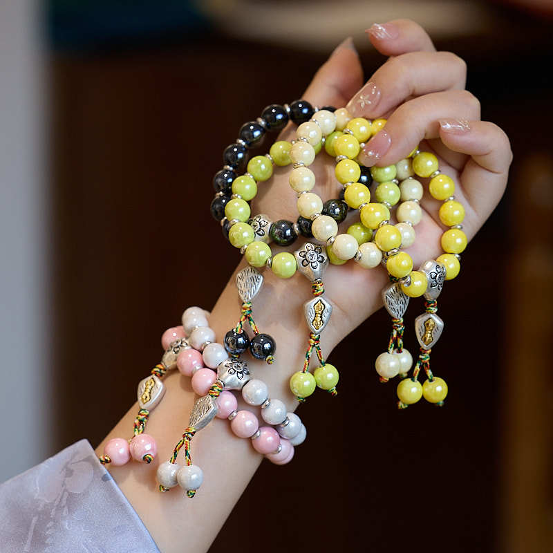 2025Year of the Snake Beijing Yongxiang Ash Glaze Bracelet Ash Porcelain Vajra Glaze Bracelet Temple Souvenir Gift
