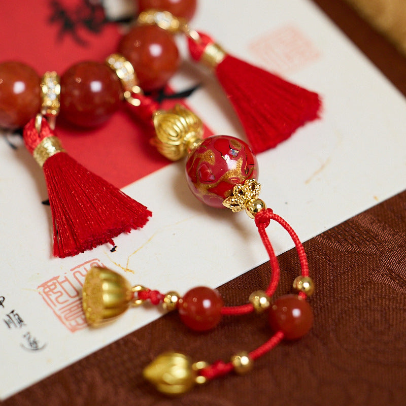 New Chinese Style Cultural and Creative Nezha Ao Bing Red Agate Phone Chain Red and Blue CP Large Paint Design Bag Hanging Pendant