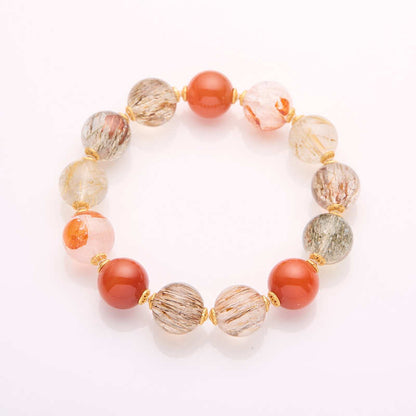 Natural Black Gold Super Seven Crystal Bracelet Female Red Glue Flower Blonde Jingchuan Material Full of Meat South Red Multi Jewels Bracelet