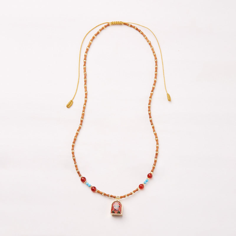 Tibetan Style Zakiram Zodiac Birth Year Buddha Necklace Thangka Gawu Box New Chinese Style Olive Stone Bamboo Knot Pendant