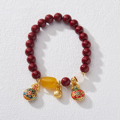 Natural Raw Mineral Purple Gold Sand Cinnabar Bracelet for Women, Gold-Swallowing Beast, Ten Perfect Bracelet, Zodiac Birth Year Gift