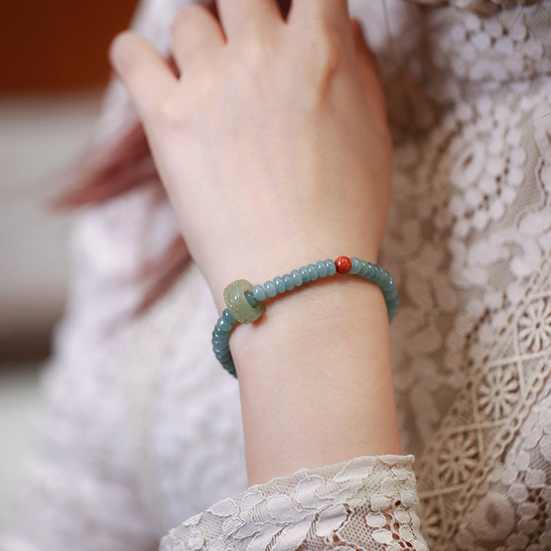 Blue Water Jade Abacus Beads Single Ring Bracelet Hetian Jade Flexible Ring South Red Accessories Hand Jewelry Lucky Lucky Bracelet