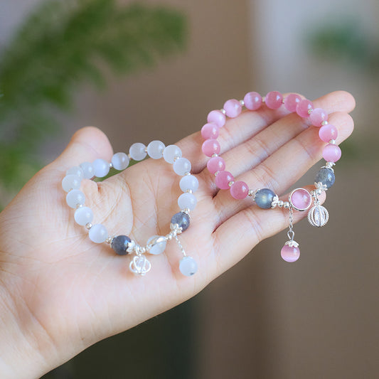 Opal Bracelet for Women ins Niche Design Simple Crystal Bracelet Moonstone Beaded Bracelet Best Friend Gift