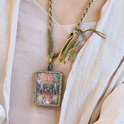 Tibetan Style Zakiram Zodiac Birth Year Buddha Hand-Painted Thangka Gawu Box Pendant Necklace for Men and Women Past Life and Current Life