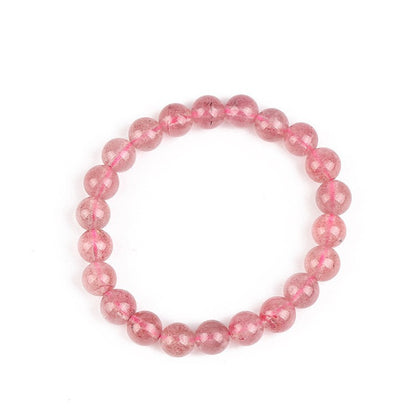 Custom Natural Strawberry Quartz Bracelet for Women Pigeon Blood Red Quartz DIY Pink crystal peach blossom beads