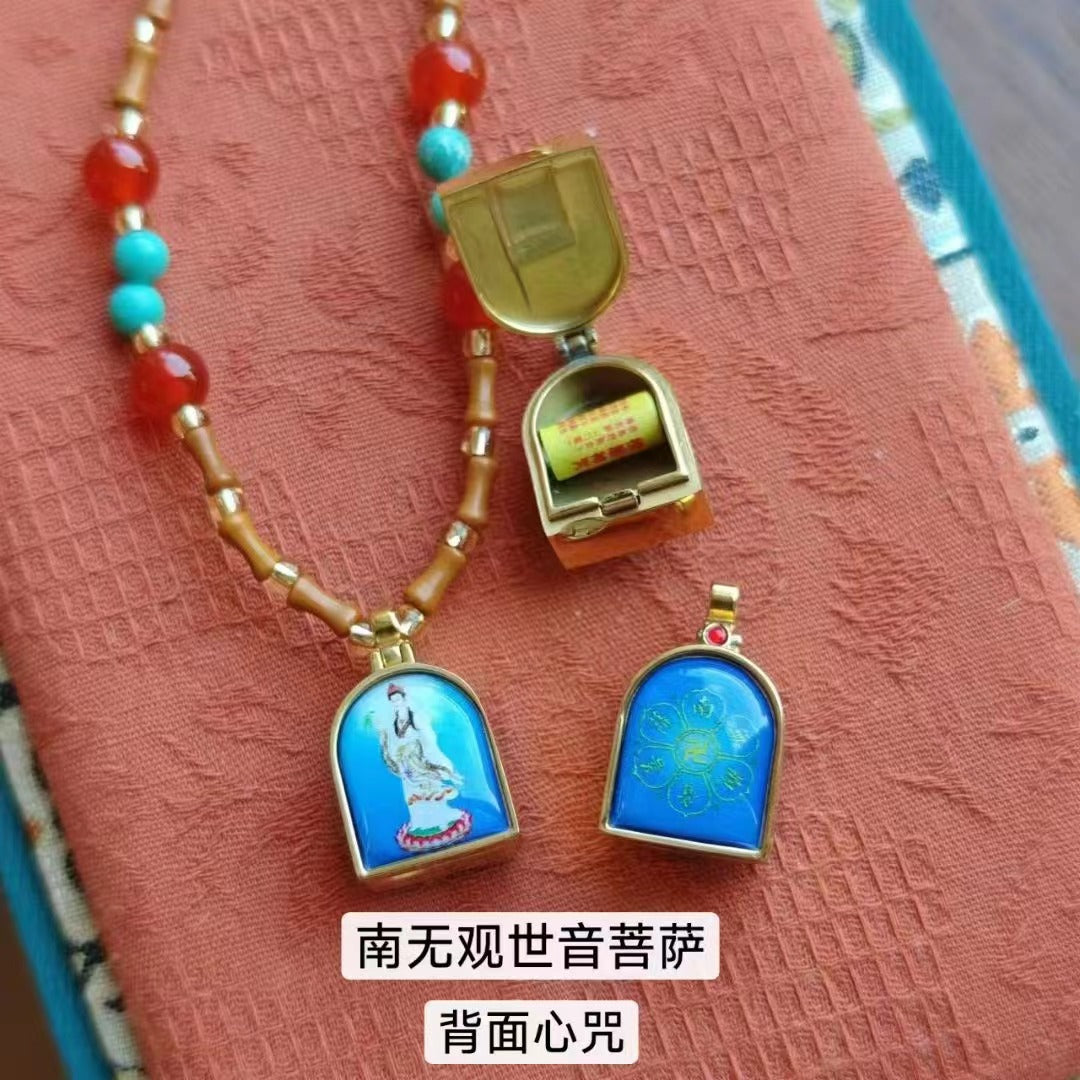 Tibetan Style Zakiram Zodiac Birth Year Buddha Necklace Thangka Gawu Box New Chinese Style Olive Stone Bamboo Knot Pendant