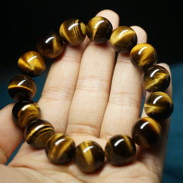 Jiaer Same Style Natural2A Premium Tiger Eye Stone Bracelet Wood Transformation Stone Tiger Clear Stone Bracelet High-end Couple Bracelet