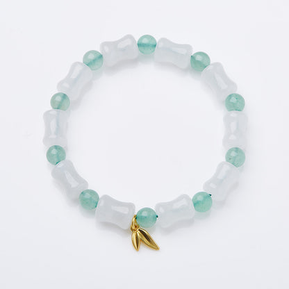 Natural Tianshan Jade Bamboo Knot Bracelet for Women Wallet Drum Money Bag Golden Silk Jade High-end Feel Bestie Bracelet Gift