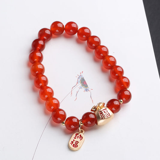 Natural Red Agate Bracelet Money Bag Jewelry Handmade Jewelry Live Broadcast Benefit Exquisite