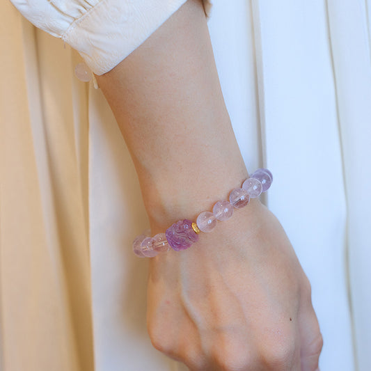 Nine Purple Fire Bracelet for Women Birth Year Bracelet Purple Jade Birth Year Lavender Crystal Good Luck Bead Road Pass Bracelet