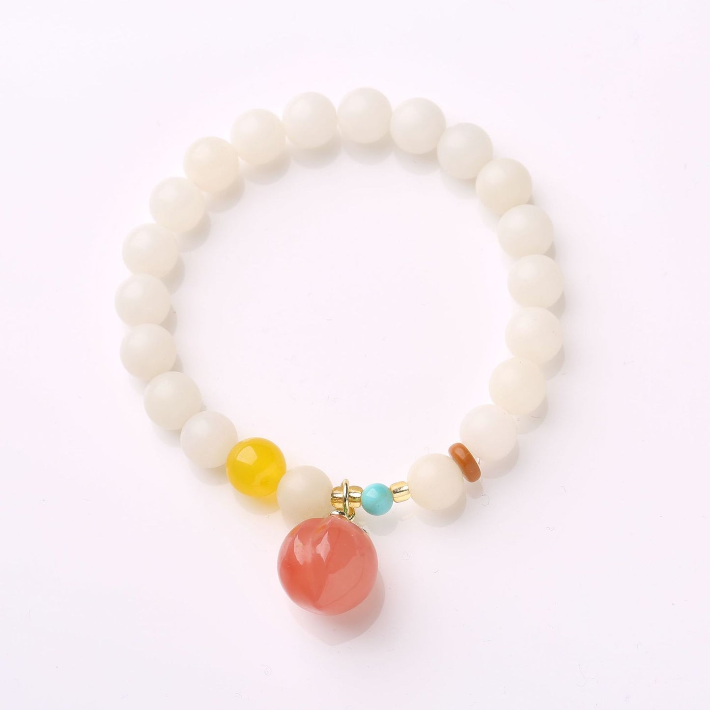 Natural Hainan White Jade Bodhi Bracelet Good Luck Peach Peace Buckle DIY Design Bracelet