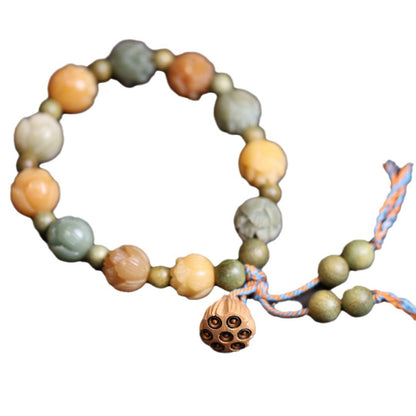 Temple Style Natural Gradient Lotus Bodhi Bracelet Wealth Flower Multi-Treasure Lotus Bodhi Handheld High-End Bracelet
